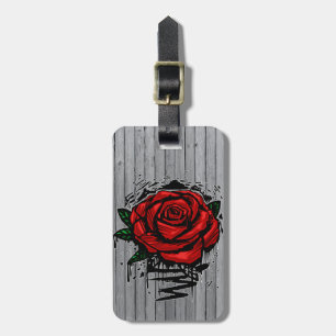 Graffiti-Rose Grau Holz Urban Street Art Tropfen Gepäckanhänger