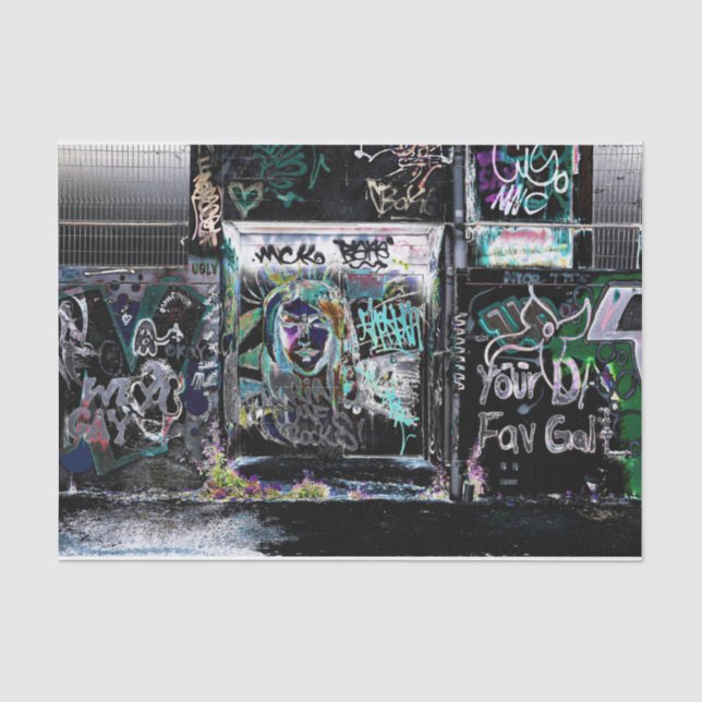 Graffiti Schwarz-weiß Grunge Urban Street Kunst Seidenpapier (Vorderseite)