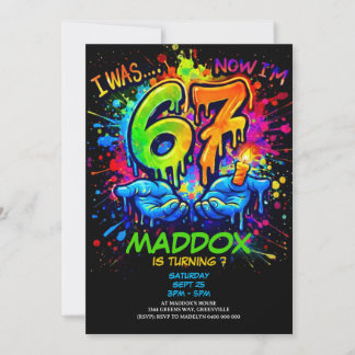 Graffiti Six Seven Birthday Party Trend Invitation Einladung