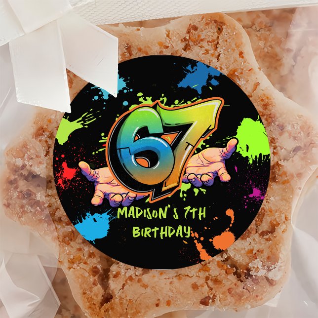 Graffiti Six Seven Kids 7th Birthday Sticker (Von Creator hochgeladen)