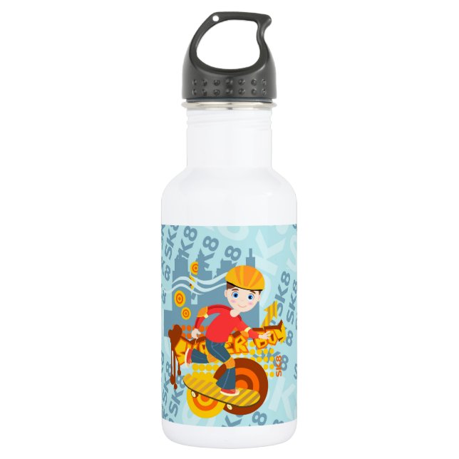 Graffiti Skateboard Kind Geburtstagsparty Trinkflasche (Vorderseite)