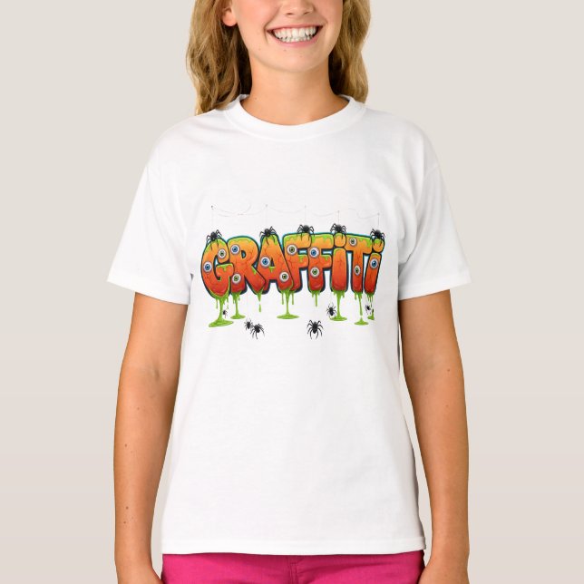 Graffiti Spider T - Shirt - Edgy Streetwear T-Shir (Vorderseite)