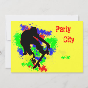 Graffiti Splotch Skateboard Party Einladung