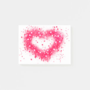 Graffiti Spray rosa funkelndes Herzdesign Post-it Klebezettel