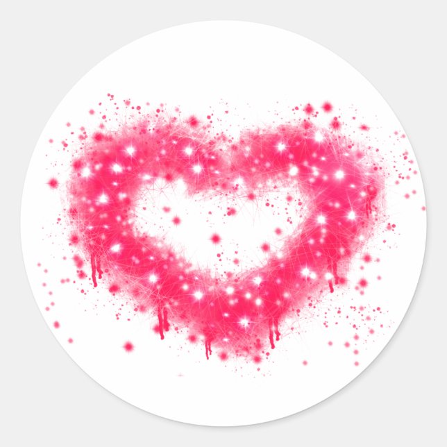 Graffiti Spray rosa funkelndes Herzdesign Runder Aufkleber (Vorderseite)