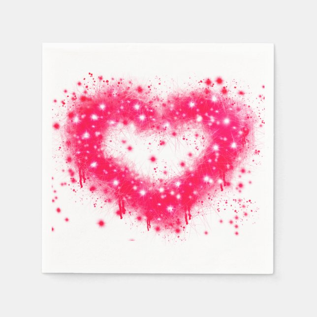 Graffiti Spray rosa funkelndes Herzdesign Serviette (Vorderseite)