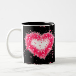 Graffiti Spray rosa funkelndes Herzdesign Zweifarbige Tasse