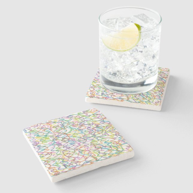 Graffiti Spritzer Abstraktes Muster Steinuntersetzer (Seitenansicht)