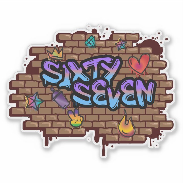 Graffiti-Stil 67 Aufkleber (Vorderseite)
