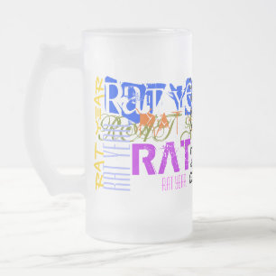Graffiti-Stil Rat Chinesisch Jahr Zodiac Glas Tass Mattglas Bierglas