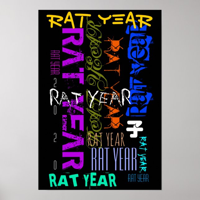 Graffiti-Stil Repeating Rat Metal Year 2020 P Poster (Vorne)