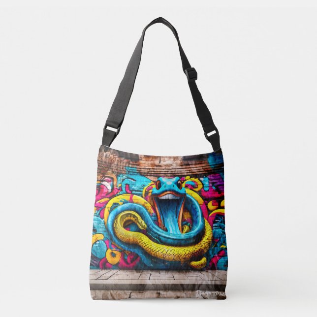 Graffiti-Stil Schlange Design Tragetaschen Mit Langen Trägern (Vorderseite)