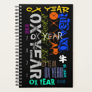 Graffiti-Stil Wiederholung des OX-Jahres 2021 Klei Planer