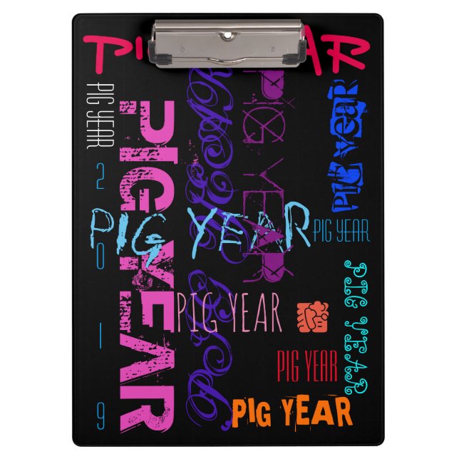 Graffiti-Stil Wiederholung des Schweinejahrs 2019  Klemmbrett (Vorderseite)