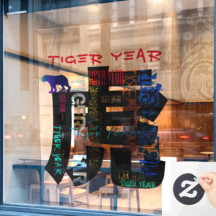 Graffiti-Stil Wiederholung Tiger Jahr LWC Fensteraufkleber