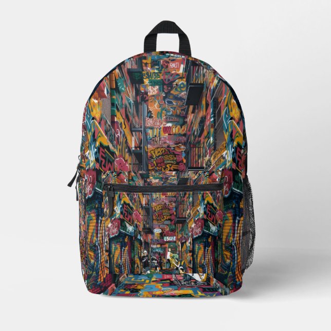 Graffiti-Straße Bedruckter Rucksack (Vorderseite)