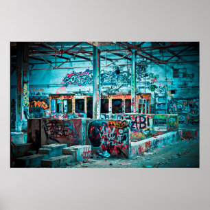 Graffiti Street Art Abandoned Gebäude Poster