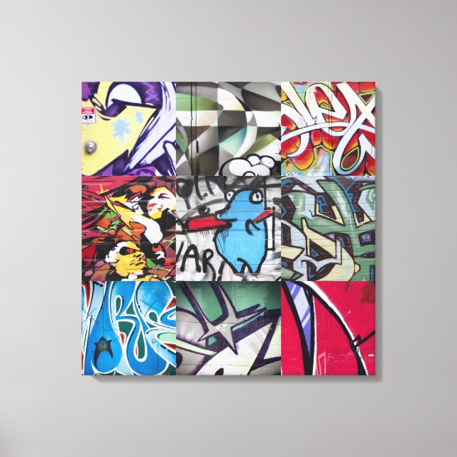 Graffiti (Street Art) Collage Leinwanddruck (Vorderseite)