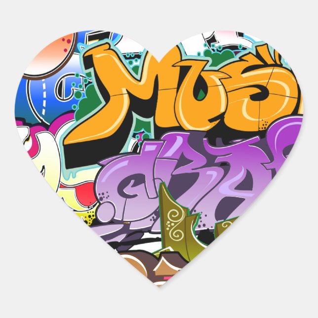 Graffiti Street Art Herz-Aufkleber (Vorderseite)