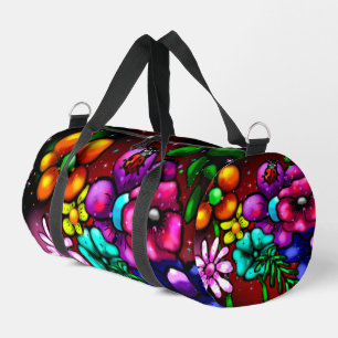 Graffiti Style Blume & Ladybug Rosa Lila Rot Duffle Bag