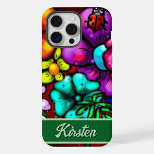 Graffiti Style Blumen & Marienkäfer Personalisiert iPhone 15 Pro Max Hülle