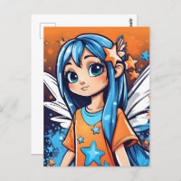 Graffiti Style Fee mit blauem Haar