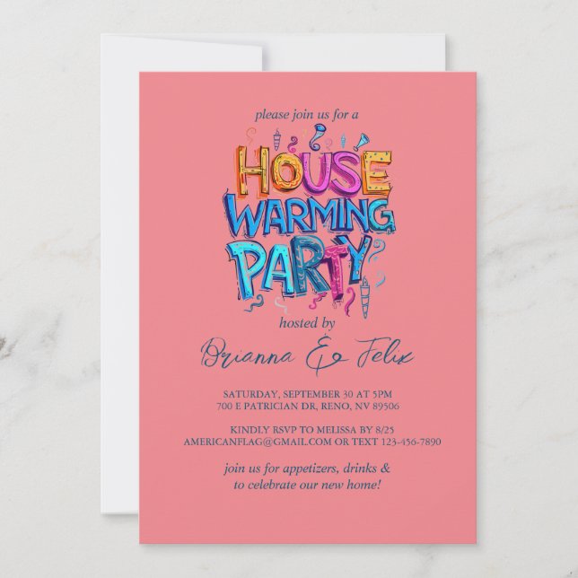 Graffiti Style House Chic Erwärmung Party Einladung (Vorderseite)
