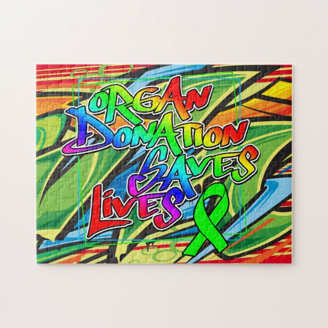 Graffiti Style Organspende Bewusstsein Jigsaw Puz (Horizontal)