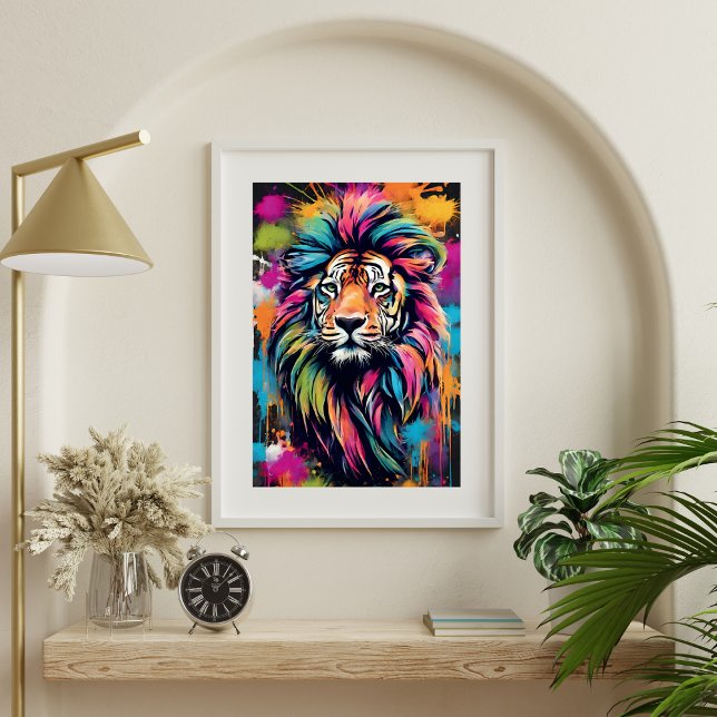 Graffiti Tiger Art Modernes Poster (Colorful Graffiti Tiger Art Modern Wall Poster)
