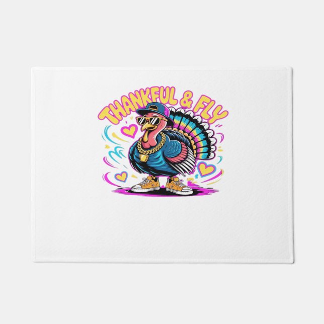 Graffiti Turkey Vibes - Dankbarkeit & Fly Cartoon  Fußmatte (Vorderseite)
