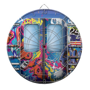 Graffiti U-Bahn-Zug. Dartscheibe
