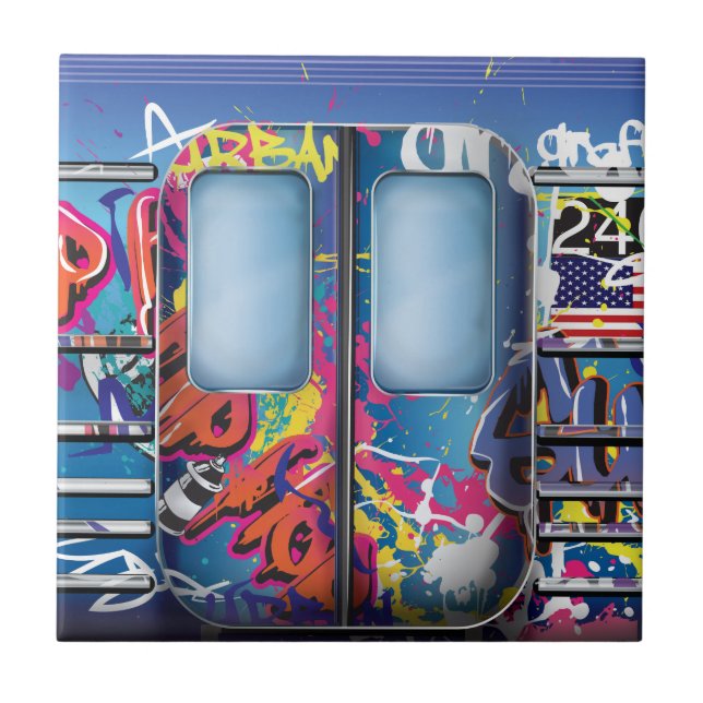 Graffiti U-Bahn-Zug. Fliese (Vorderseite)