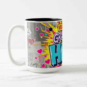 Graffiti-Umarmlungen von Oma - Tag der Großeltern Zweifarbige Tasse
