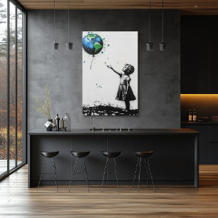 Graffiti Umwelt-Straßenkunst in Grün und Blau Poster