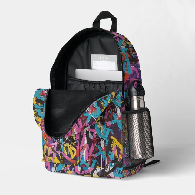 Graffiti Urban Streetwear Pattern  Bedruckter Rucksack (Rückseitige Ecke links (Offen) )