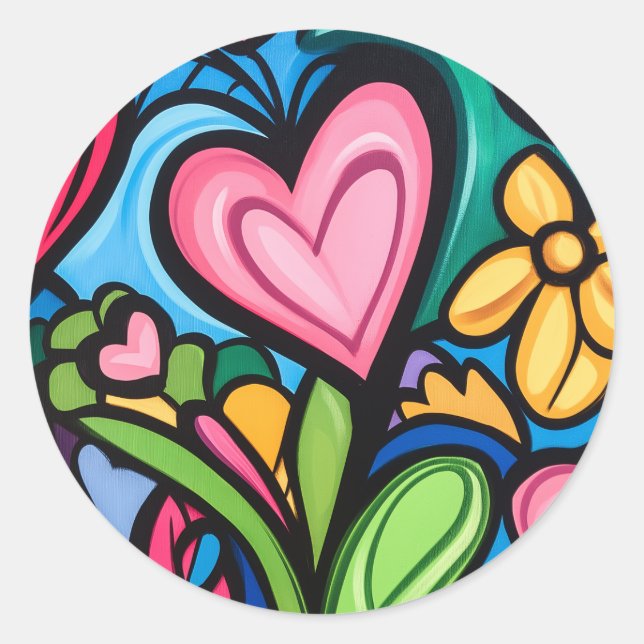 Graffiti Valentine's Day Art Runder Aufkleber (Vorderseite)