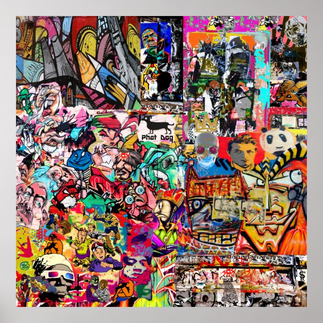 Graffiti wall collage  poster (Vorne)