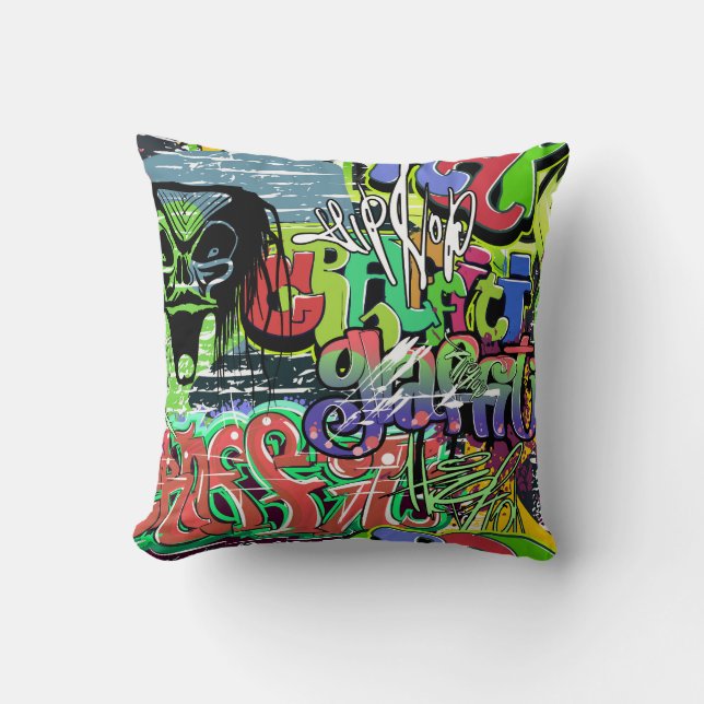 Graffiti Wall: Urban Hip Hop Kissen (Vorderseite)