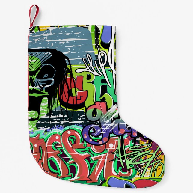 Graffiti Wall: Urban Hip Hop Kleiner Weihnachtsstrumpf (Vorderseite)
