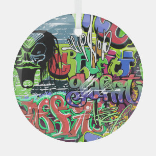 Graffiti Wall: Urban Hip Hop Ornament Aus Glas