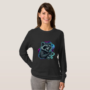 Graffiti-Waschbär-Langarmshirt T-Shirt