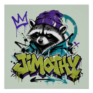 Graffiti-Waschbär-Street-Art-Urban-Punk-Stil Poster