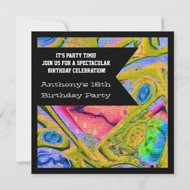 Graffiti Web Gothic Invitation d'anniversaire (Devant)