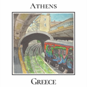 Graffiti-Zug, Monastiraki, Athen, Griechenland Aufkleber