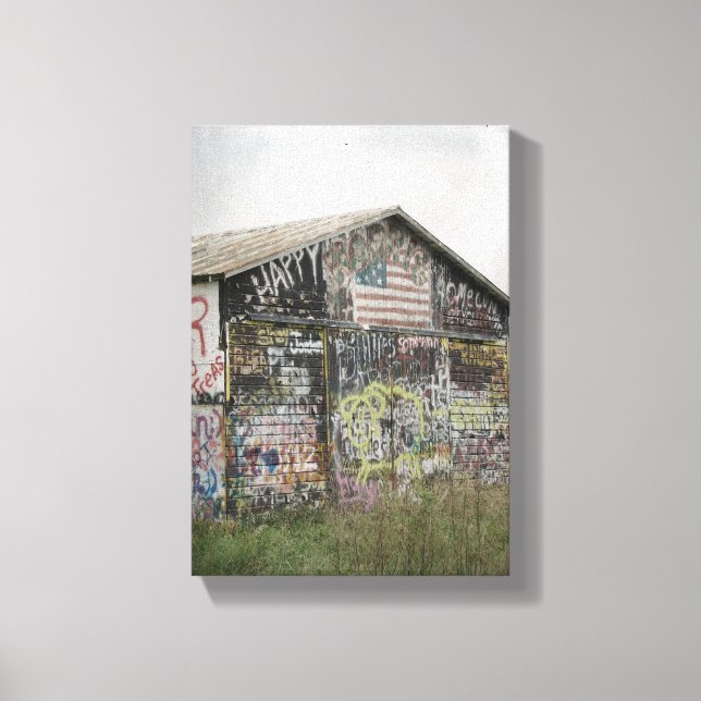 Graffitti Barn in Iowa Leinwanddruck (Vorderseite)