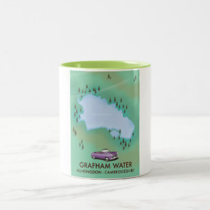 Grafham Water Huntingdon Cambridgeshire Karte Zweifarbige Tasse