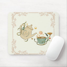 Grafik, beige Illustration Tea Time Mousepad