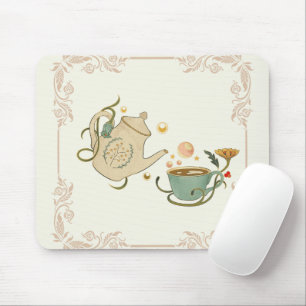 Grafik, beige Illustration Tea Time Mousepad