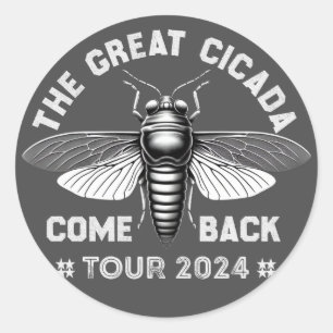 Grafik Cicada Comeback Tour 2024 Design Runder Aufkleber