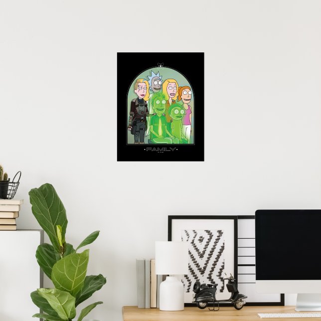 Grafik der Rick- und Morty-Familie Poster (Heimbüro)